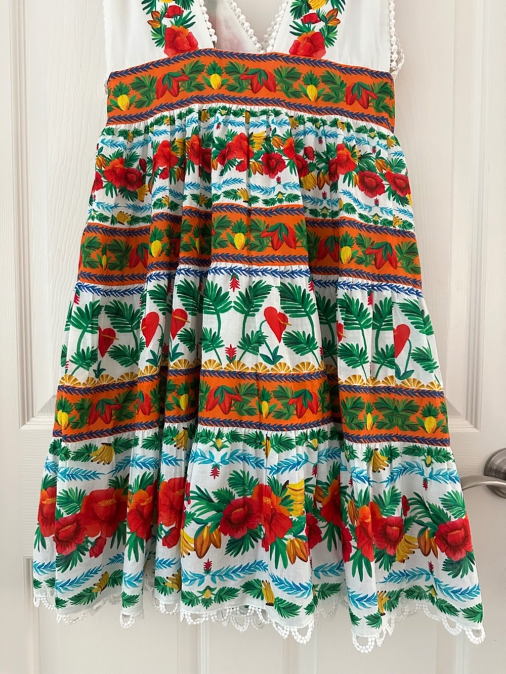 Farm Rio x Anthropologie V-neck Tiered Mini Dress Women's Size Small - Picture 10 of 16